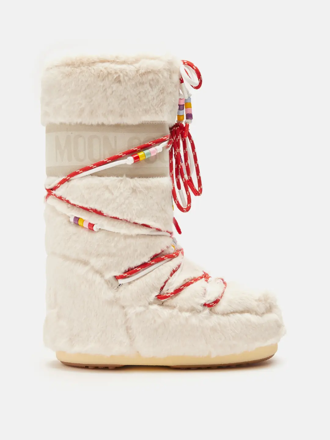 Moon Boot ICON FAUX FUR BEADS Kadın Kar Botu - Krem