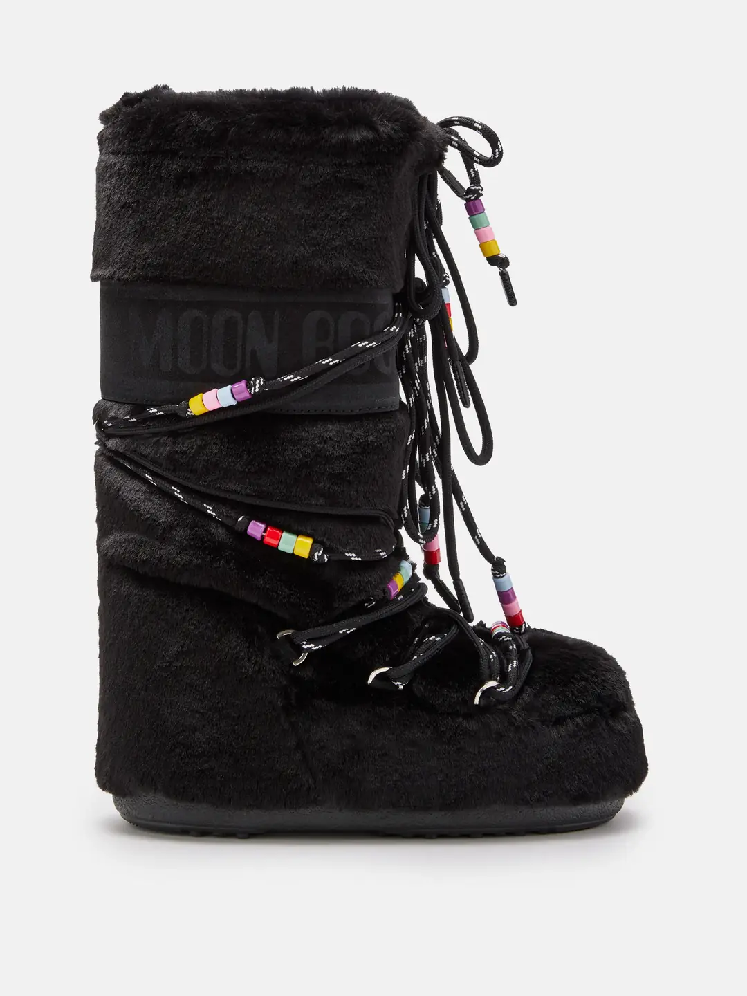 Moon Boot ICON FAUX FUR BEADS Kadın Kar Botu - Siyah